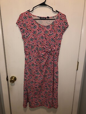 NEW Lands End Women's Medium Cap Sleeve Twist Front Fit and Flare Dress |  eBay