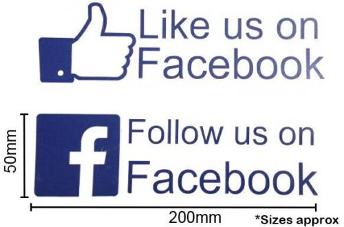 2 x FACEBOOK DECALS FOLLOW & LIKE FOR CAR, WINDOW, SHOP, BUSINESS STICKER - Picture 1 of 17