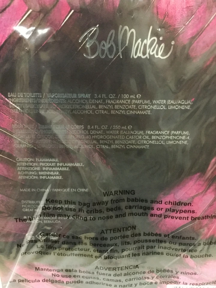 JUEGO DE REGALO BOB MACKIE ROSY 3,4 FL OZ EAU DE TOILETTE + 8,4 FL OZ NIEBLA CORPORAL NUEVO Foto 4 de 4
