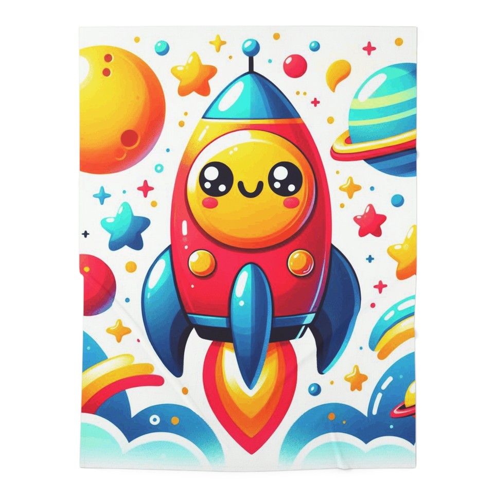 Baby Toddler Blanket Rocketship in Space Bright Colors Design 5, Gift ...