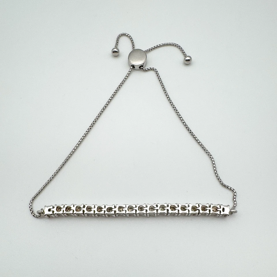 Natural Diamond Bar Toggle Bracelet in Sterling Silver 925 - Image 4 of 4