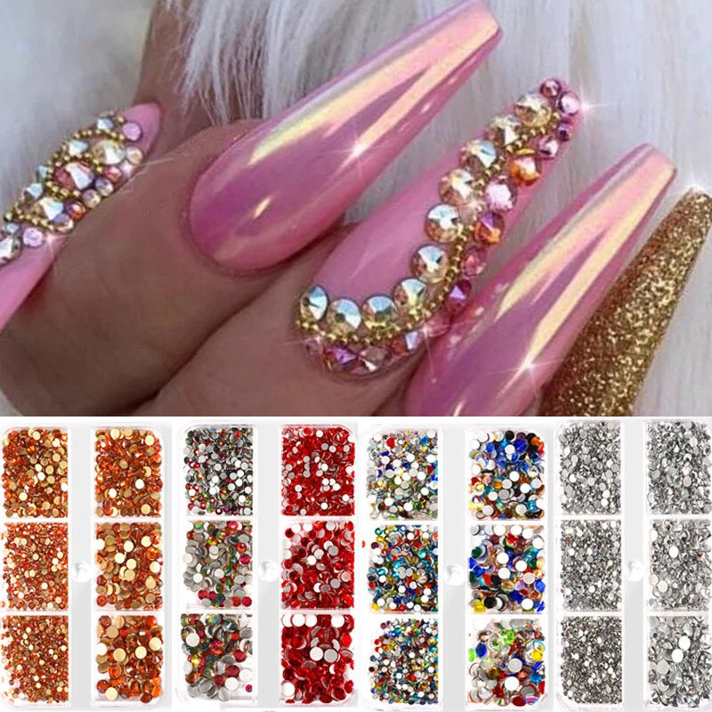 Crystal AB Rhinestones Nail Art Gems Diamante Round 3D Decoration Glitter 1  Box