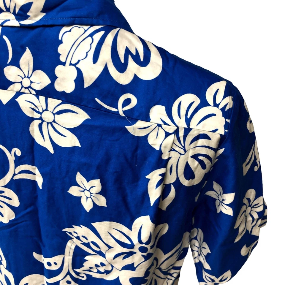 Camisa Aloha De Colección Años 50 60 Waltah Clarkes Azul Real HAWAIANO Floral LOOP COLLAT M Foto 4 de 4