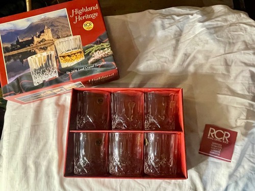 ✨ Vasos RCR Highland Heritage 24 % cristal de plomo - Juego de seis en caja, sin usar ✨