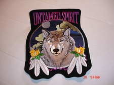 WOLF WITH FEATHERS AND ROSE "UNTAMED SPIRIT" PATCH, 6 &frac14;&rdquo; WIDE X 7 &frac12;&rdquo; TALL