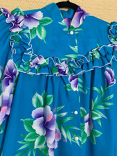 Sale: Island Fashions Short Muumuu Size 12 Turquoise Background with Flowers