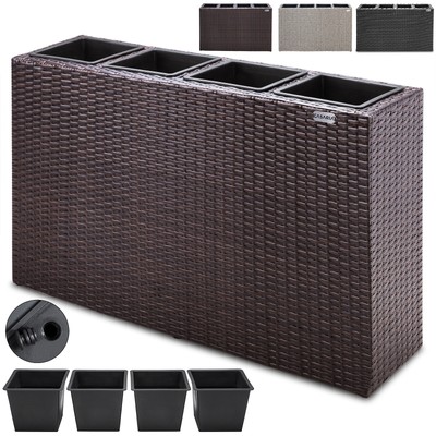 CASARIA Blumentopf Blumenkasten Hochbeet Poly Rattan Optik 95 x 27 x 60