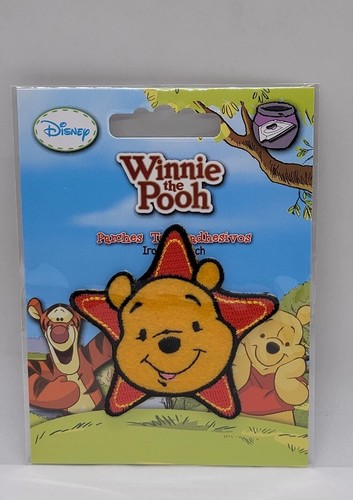 Disney Winnie The Pooh Iron-On Patch: Pooh's Head in Red Star w/Tongue Out Ship - Picture 6 of 11