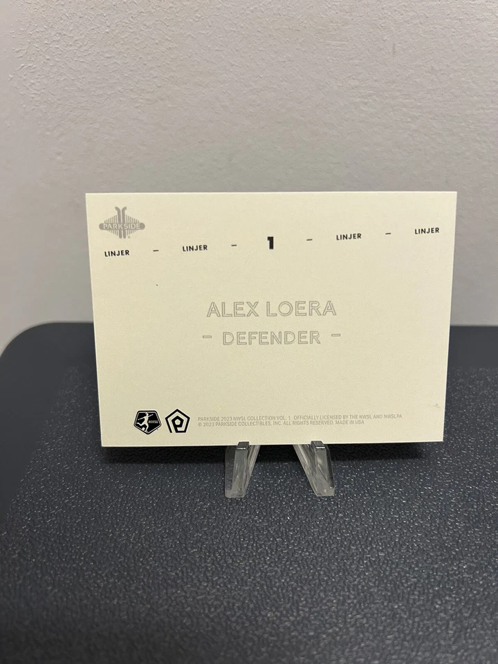 2023 Parkside NWSL Linjer #1 Alex Loera /100 KC Current - Image 2 of 4
