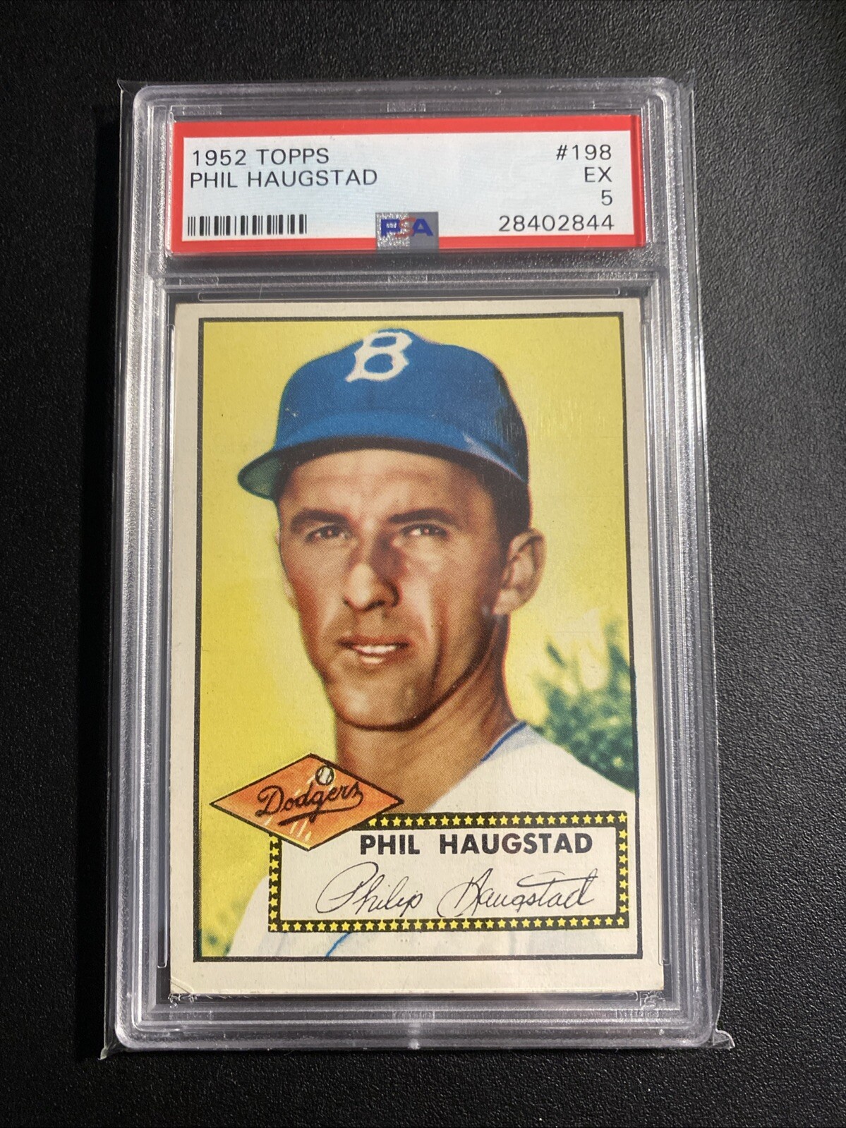 1952 Topps #198 Phil Haugstad PSA EX 5 Red Back Centered