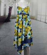 Simply Vera Wang Small Midi Dress Handkerchief Hem Floral Sleeveless w/ Pockets