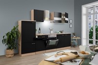 KüChe KüChenzeile Leerblock EinbauküChe Eiche Schwarz Merle 270 Cm Respekta