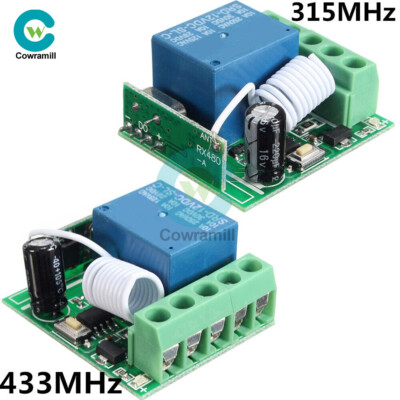 315/433MHz 1 Channel Wireless Relay RF Remote Control Switch Receiver  DC12V 10A