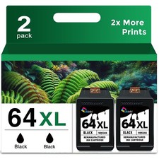 64XL Black Ink Cartridges Replacement for HP Ink 64 64XL Printer Ink 64 XL Bl...