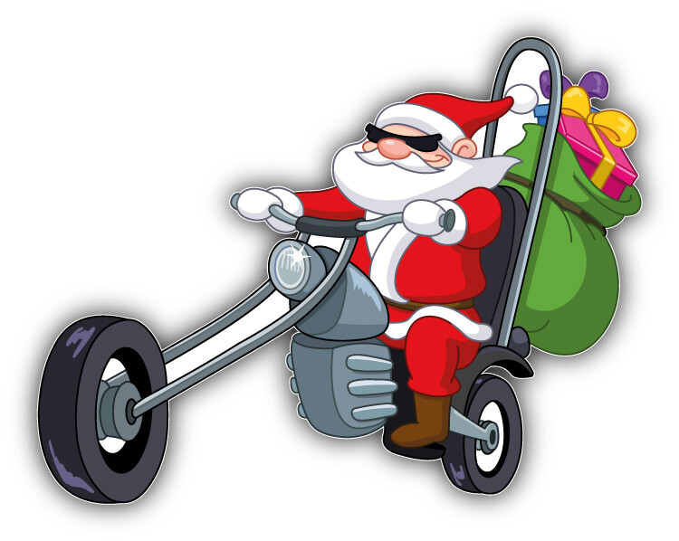 Cartoon Funny Santa Biker Christmas Gifts Car Bumper Sticker Decal