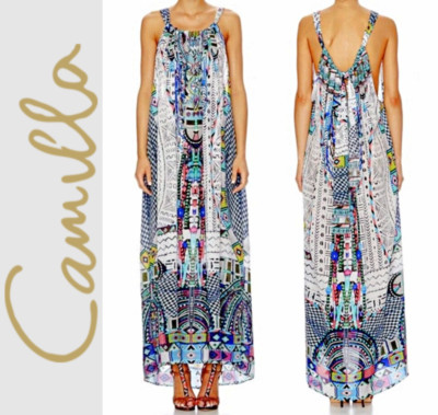 Camilla Maasai Mosh Print Silk Crepe De Chine 55''Long Maxi Dress  One Size  $699