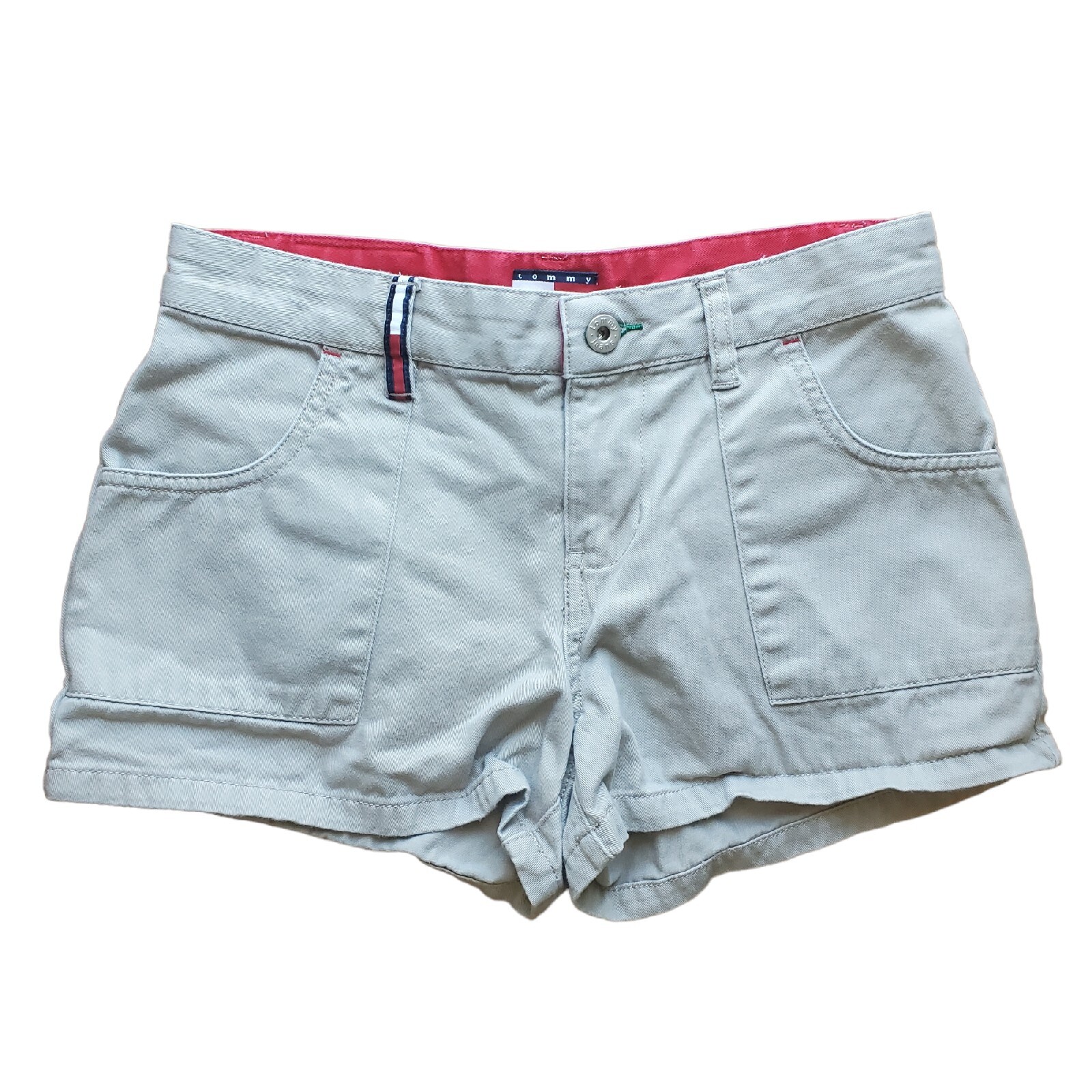 Vintage Y2K Tommy Hilfiger Womens Khaki Shorts Utility Logo Flap Pockets size 3 eBay