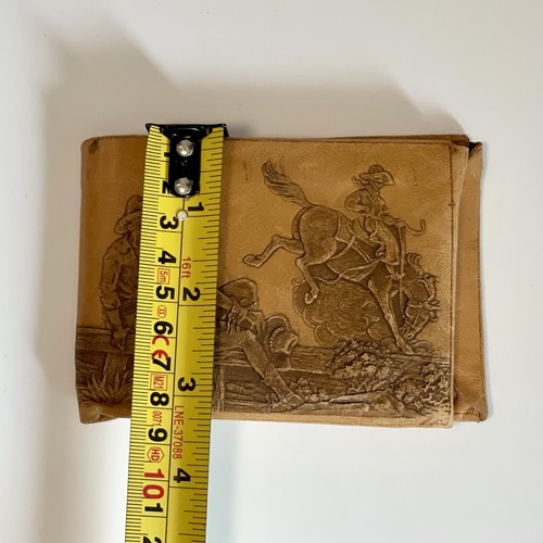 Billetera De Colección Cuero Real Marrón HERRAMIENTA O ARTESANÍA Hechizada a Mano Vaquero Occidental Plegable - Imagen 6 de 13