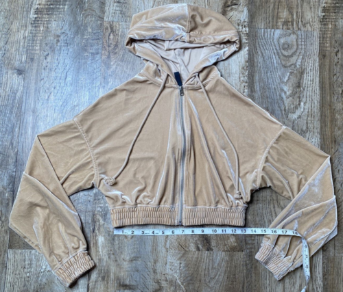 H&M XS sweat à capuche velours coupé bronzé zip up - Photo 1 sur 5