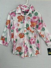 NWT Ralph Lauren Women Pajama Top SMALL Floral Monogram PJ Button Up Shirt Comfy