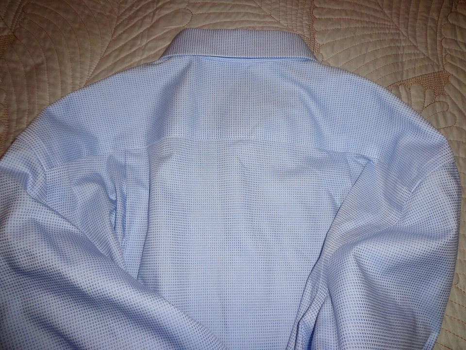 Camisa de vestir para hombre Calvin Klein Infinity talla 16/36 azul punteada ajustada alta elástica Foto 4 de 4