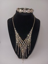 Slinky Bling Claire's Jewelry Lot, Fine Net Rhinestone Bib  Retro Bracelet