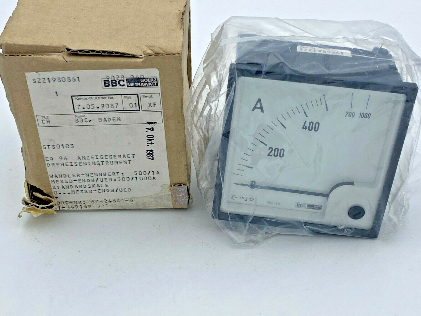 Ampèremètre de précision EQ 96 GTS0103 avec boîtier 96x96 pour mesure fiable