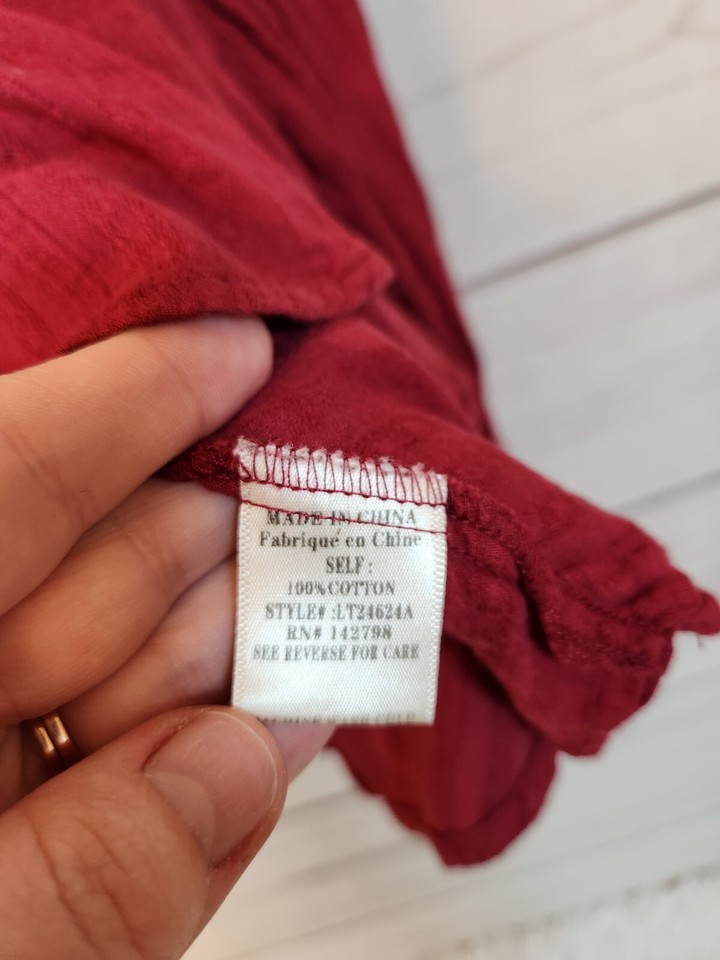 Altar'd State Women's Red Flowy Long Sleeved Crop Top Size M eBay