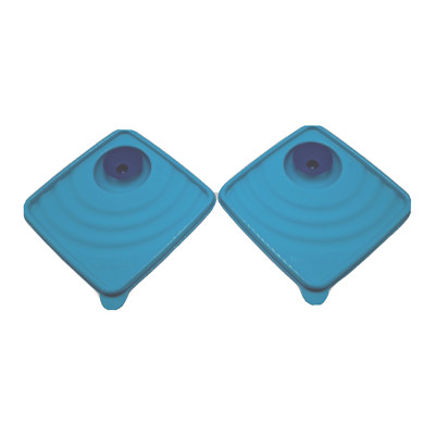 Tupperware Square Vented Microwave Replacement Lids 6'' x 6 Blue # 4908 Set of 2