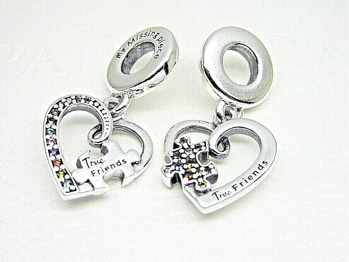 Authentic Pandora #792239C01 Friendship Puzzle Dangle Charm, Two Charms in  One!