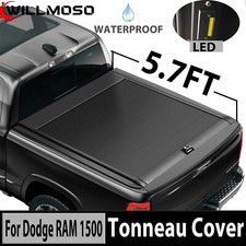 5.7FT Truck Bed Retractable Hard Tonneau Bed Cover For 2009-2024 Dodge RAM 1500