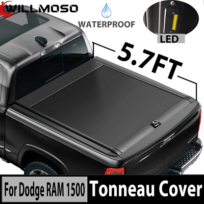 5.7FT Truck Tonneau Bed Cover Retractable For 2009-2025 Dodge RAM 1500 TRX RHO