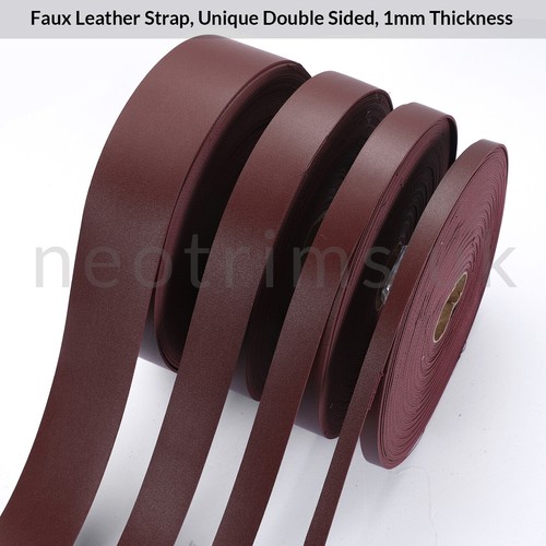 Bande de sangle en simili cuir Garniture de ruban Double face Fort, 4 Largeurs - Picture 26 of 107