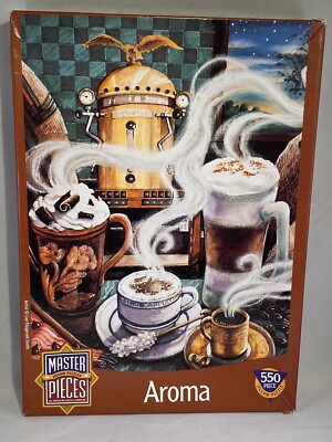 Coffee Aroma Jigsaw Fun Puzzle 550 Master Pieces Java Shop Missing 1 Piece USA