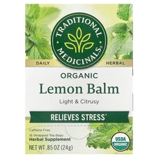 Organic Lemon Balm, Caffeine Free, 16 Wrapped Tea Bags, 0.85 oz (24 g)