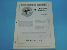OEM MASTER ILLUSTRATED PARTS LIST MANUAL FOR McCULLOCH MAC1-10 CHAINSAW