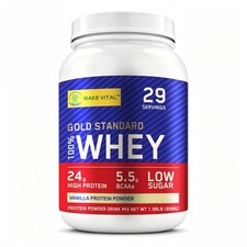 Whey Protein Powder 24g with BCAAs, Muscle Support & Recovery, Vanilla 1.8 lb