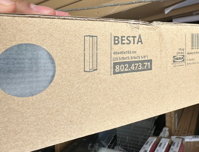 New In Box IKEA Cabinet Frame Tower besta walnut effect light gray 802.473.71
