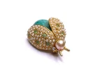Vintage Rhinestone Pearl Insect Brooch Pin Figural Costume Jewelry