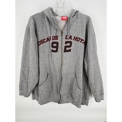 Oscar De La Hoya 92 Zip Up Hoodie Mens Large Gray Boxer Graphic