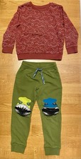 BOYS SET Cat  Jack Dinosaur Burgundy Sweatshirt  Dino Green Pants, Cotton, 5 T