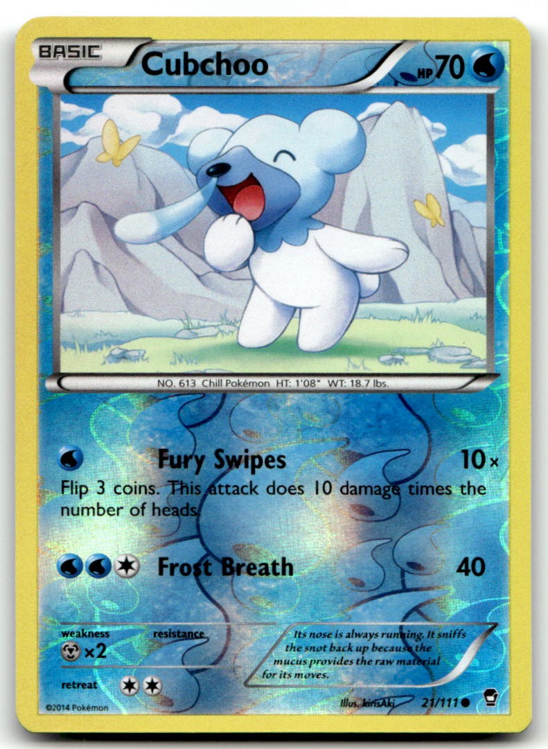 Cubchoo 21/111 Common Furious Fists Pokemon Reverse Holo Moderately Played