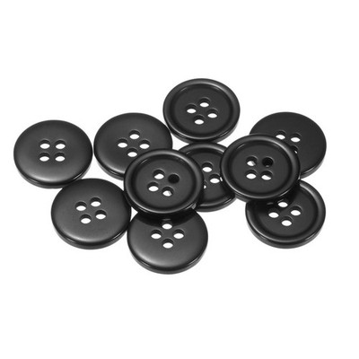 10pcs 28L Sewing Buttons 11/16'' Resin Round Flat 4-Hole Craft Buttons, Black
