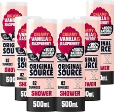 Original Source Vanilla Milk & Raspberry Shower Gel 6x500ml Vegan Paraben-Free 5.34 per litre