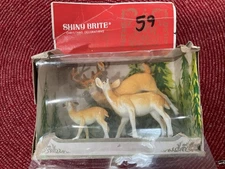 Vtg Shiny Brite Xmas Plastic Deer Max Eckardt Hong Kong Original Box
