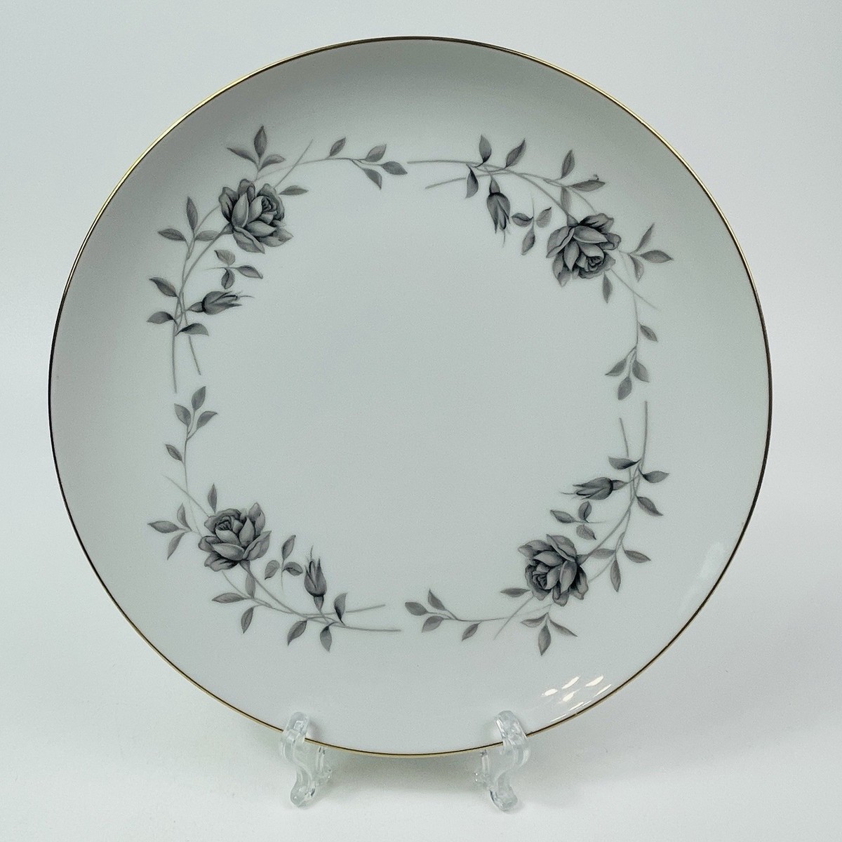 Vtg Fukagawa Arita 1530 Black Roses Gold Rim 10 1/4 Dinner Plate