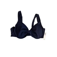 NWT Anne Cole Navy Blue Twisted Front  Adjustable Straps Swim Bikini Top 22W
