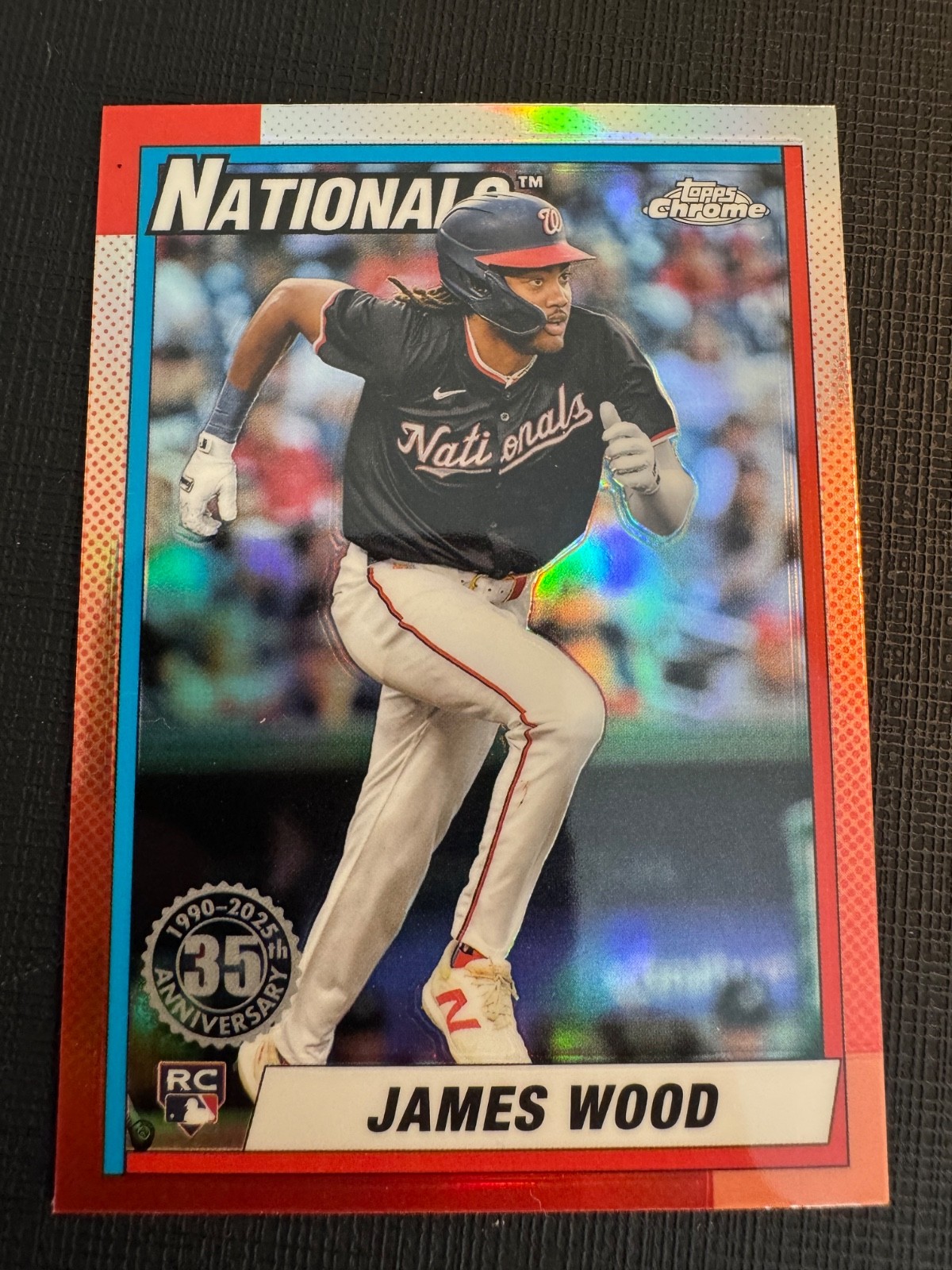 2025 Topps Chrome #90CB-15 James Wood 1990 Topps 35th Anniversary Nationals RC