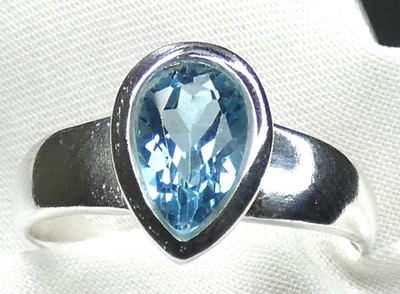 💎 Blautopas Ring 925 Silber facettiert Swiss Blue  Gr 52 (16,5)  hochwertig !!! - Bild 1 von 4