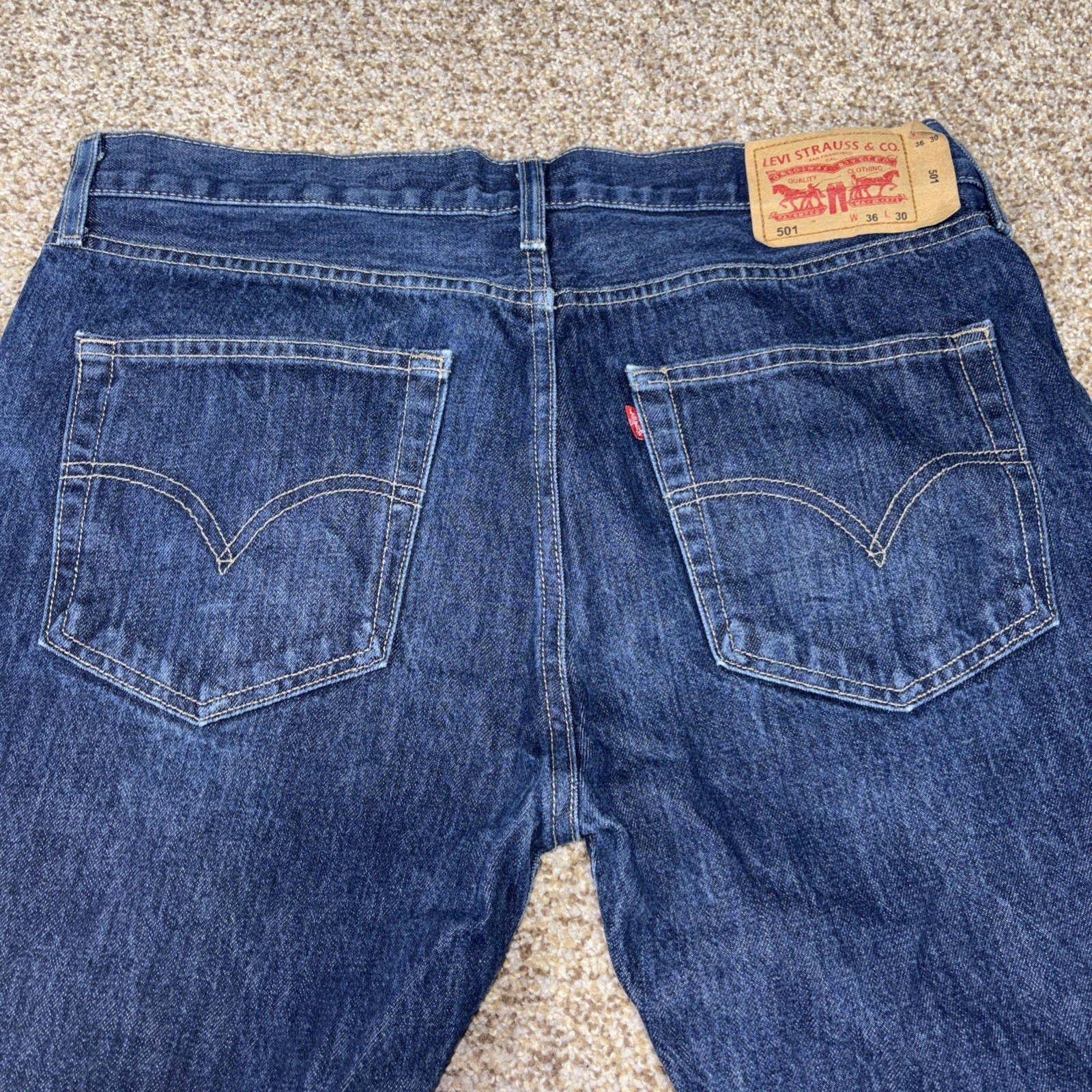 Levis Strauss 501 36x30 Fits 36x28 Button Fly Blue Denim Cotton Jeans - View 14